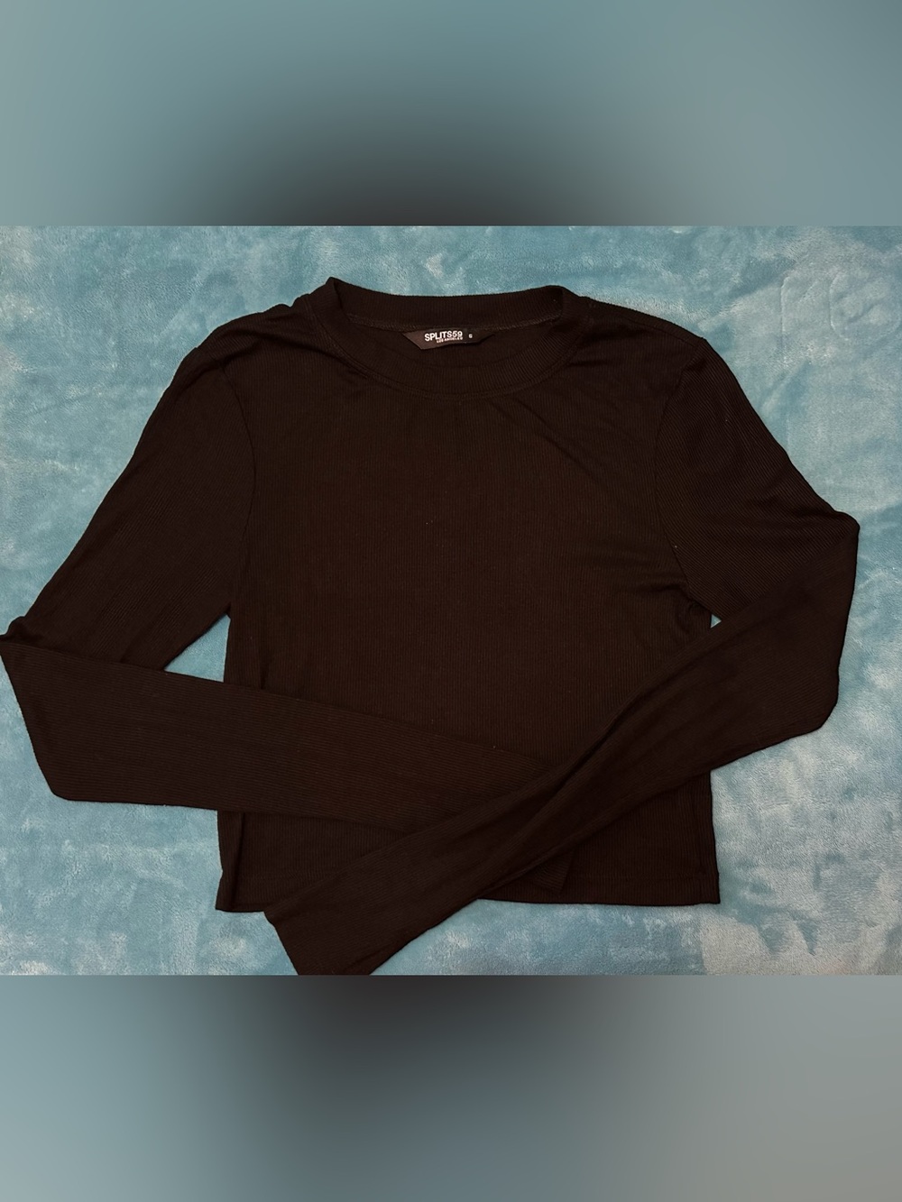 Splits59 Black Ribbed Long Sleeve Crewneck Tee